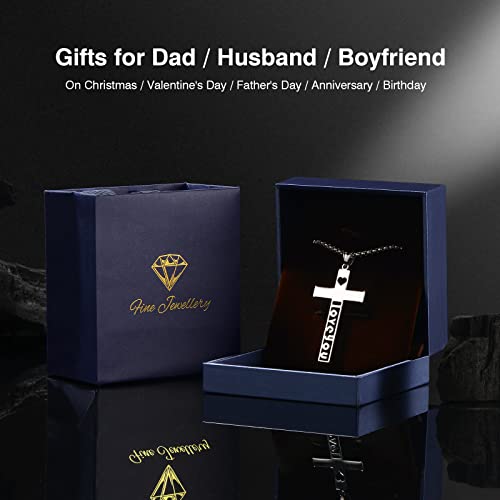 Peeshow Cross Necklace For Men, Fathers Day Gifts For Dad Cross Pendant For Men Dad Husband Boyfriend On Birthday Father's Day Anniversary Christmas Valentine's Day, Fathers Day Gifts From Wife For Husband Jewelry Gifts For Him-I Love You #TOP6