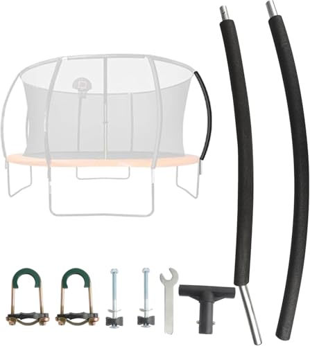 Trampoline Poles Replacement 1PCS Trampoline Accessories Universal Replacement Parts to Fit 8-14FT Includes Foam Sleeve and Hardware with 2 Fixing Methods (Black 1pcs)