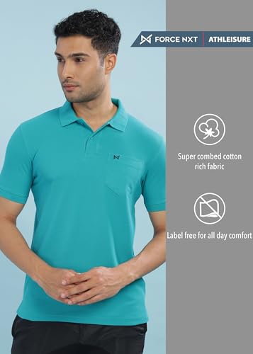Image of Force NXT Polo Neck T-Shirt for Men Pack of 1 | Regular Fit T-Shirt for Men | Premium Super Combed Rich Cotton Polo Shirt | Men's Ultra Soft Half Sleeve T-Shirt
