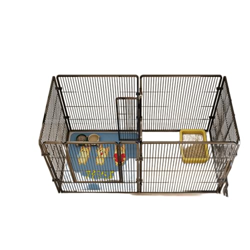 JoFistペットサークル 犬 ペットフェンス サークルケージ ドア付き 、小型犬 セットドア付 、 4-9枚 高さ60-80 接続式 、DIY 室内 屋外 置くだけ 柵 自立、工具不要 折りたたみ 犬用 広げる レイアウト自由 (7ピース: 140*70