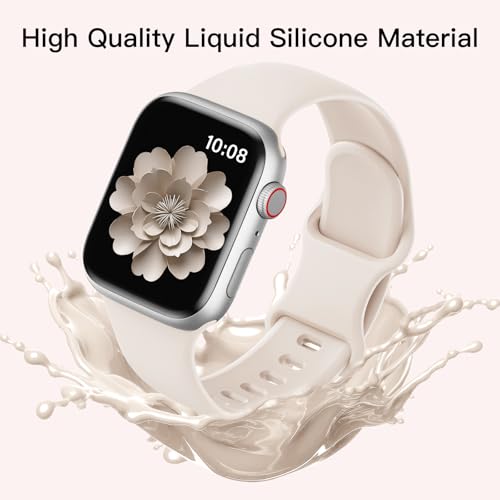Image of Bands Compatible with Apple Watch Band 40mm 38mm 41mm 42mm 44mm 45mm Women Men, Soft Silicone Sport Wristbands Replacement for iWatch Series 8 7 6 5 4 3 2 1 SE (6 Pack)