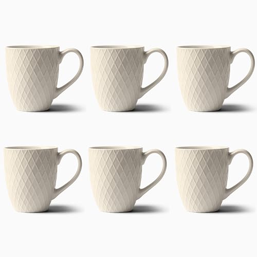 KIVY Conjunto de 6 chávenas de café grandes de 400 ml, modernas de cerâmica, adequadas para micro-ondas e máquina de lavar louça