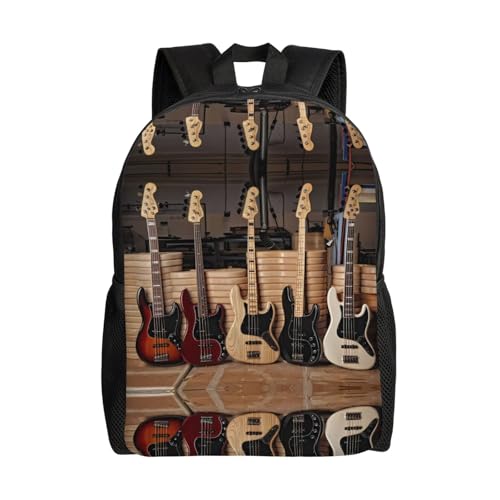 PHAYAH Guitarra, bajo, música, instrumentos musicales, patrón, casual, hombros, clásica, básica, mochila de viaje, viajes y actividades al aire libre