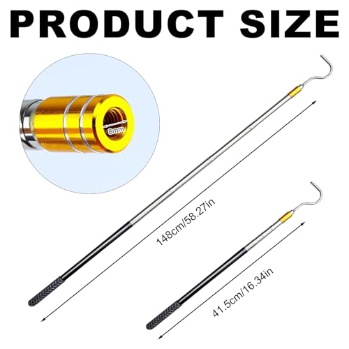 Tutamaz Markisenöffner,Teleskop Kleiderstange Kann auf 148cm Verlängert Werden, Markisenöffner-Abzieherstange Schlangenhaken,Tragbarer Wohnmobil-Markisenöffner für Wohnmobile,Tragbares Zubehör