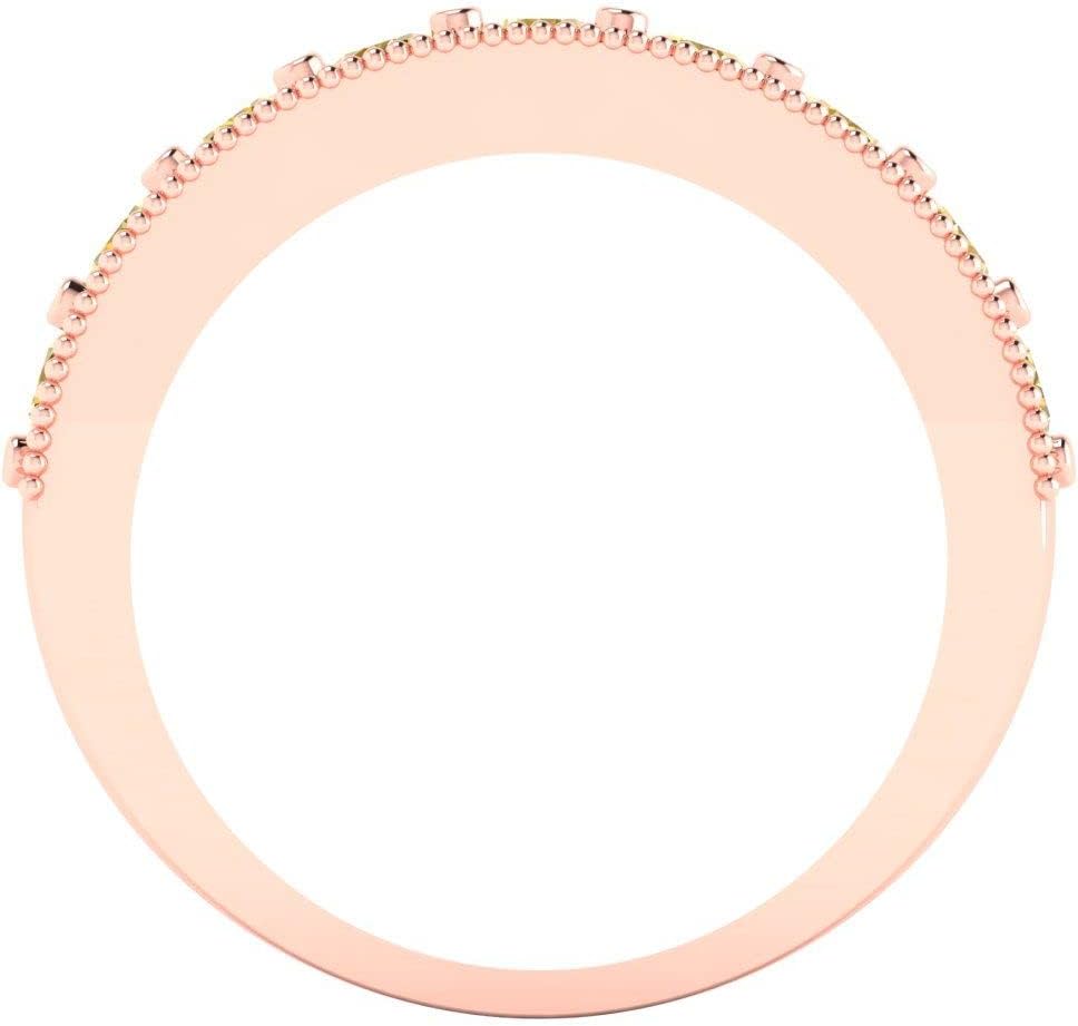 Clara Pucci 14K Rose Gold Wedding Band for Women | Stacking Classic Comfort Fit | Engagement Bridal Jewelry | 0.81 TCW Round Cut Natural Citrine (2.9mm)