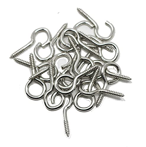 20 x fiXte Screw in Hooks and Eyes Net Wire Curtain Screws 10 x Hooks and 10 x Eyes 25mm
