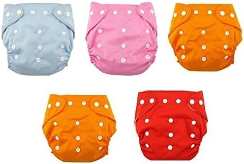 Tinny Tots Cloth Diaper Reusable Nappy Washable Free Size Adjustable Waterproof (PACK OF 5)