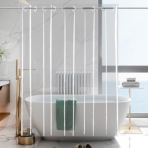 YISURE No Hook Needed Long Shower Curtain