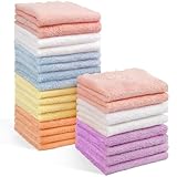 Orighty Lot de 24 débarbouillettes pour bébé, en microfibre molletonnée corail, douces et ...