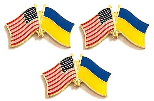 3 Ukraine Crossed Enamel Flag Pins Pack of 3 Friendship Double Flags