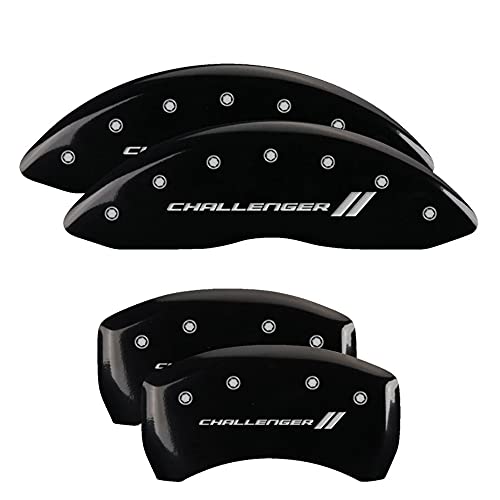 Image of MGP Caliper Covers - Brake Caliper Covers for 2011-2023 Dodge Challenger & 2011-2023 Dodge Charger (Requires Dual Piston Front Caliper) Front and Rear Set (Black, Challenger / /)