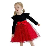 NNJXD Vestido de tul de manga larga para niña de princesa para otoño e invierno, 2116 rojo, 2-3 años