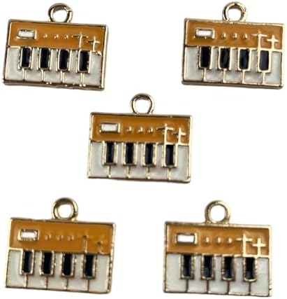 Heyiwell 20 PC Gold Plated Enamel Alloy Yellow Piano Charm Pendants for Bracelet,Necklace,Earrings DIY Jewelry Making Accessories 9x11mm image 4