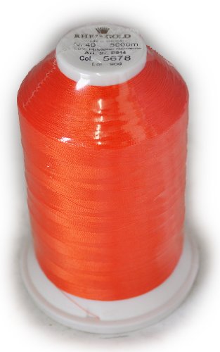 Hilo de poliéster Rheingold No. 40, color naranja, cono comercial para bordado, 5000 m miniatura 1