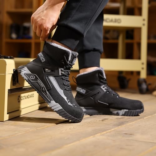 Image of ORISTACO Work Safety Crew Boots Lightweight Breathable Industry Construction Steel Toe Sneakers