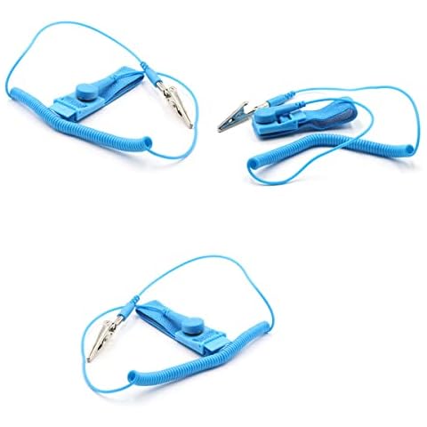RUITASA Anti Static Wrist Strap, 3PCS Grounding Bracelet, ESD Grounding Wristband, Anti Static Wrist Strap with Ground Plug, Alligator Clip, Extendable Long Cord(Blue) Cover