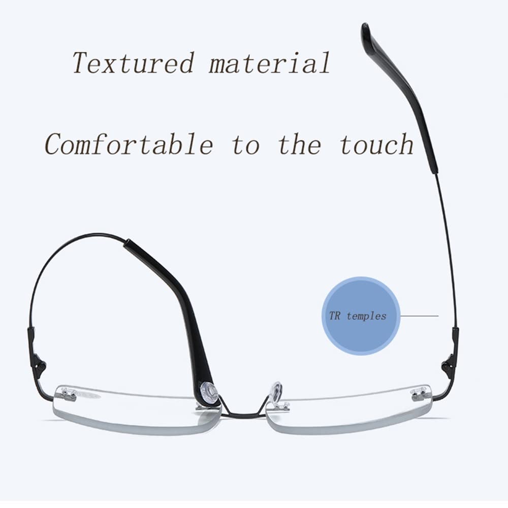 FREAZE Photochrome Randlos Lesebrille Ultraleicht Titan Brille Lesehilfe Rahmenlose Progressive Multifokus Computer Brille Unisex 1.0 (Size : 1.5X)