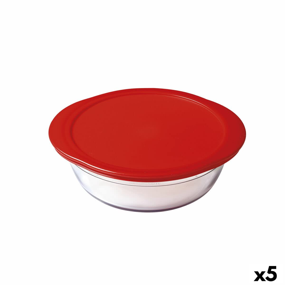 Ô Cuisine Round Lunch Box with Lid, Standard, Red, Estándar - Image 2