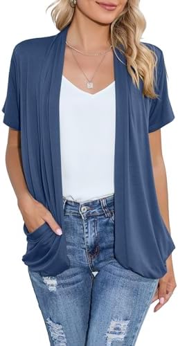 HIYIYEZI Open Front Cardigan Sweaters for Women with Pockets Ligh...