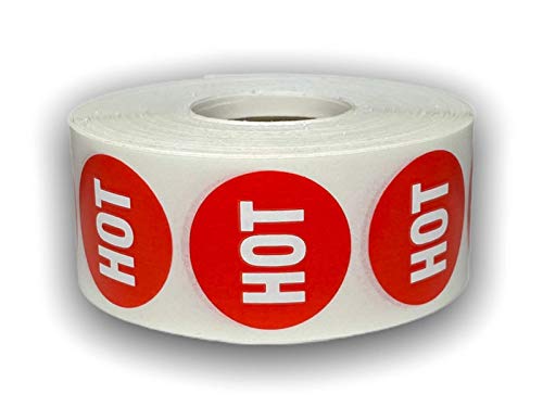 Hot Labels 1-1/8" Round Red Food Packaging Stickers, Point of Sale Labels, 1000 Labels Total