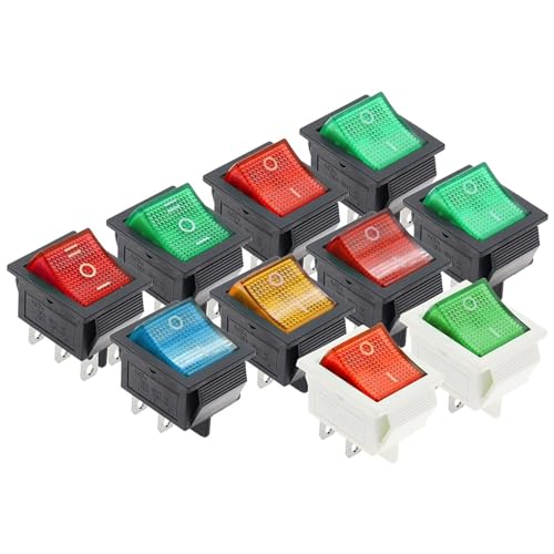Interruptor basculante KCD4 de 6 pines para barcos y cuadros eléctricos 10 unidades