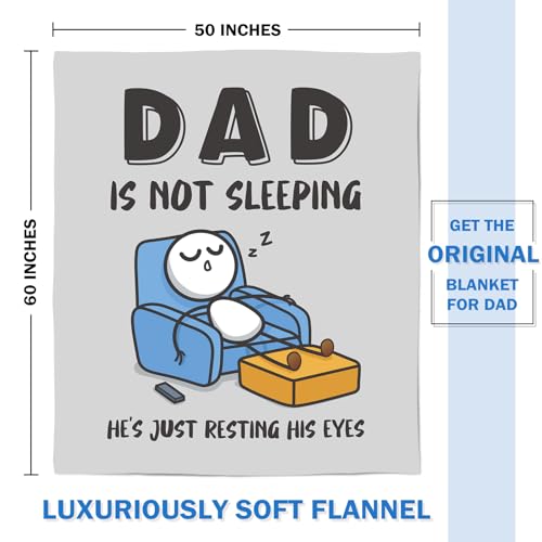GoMelley Funny Birthday Gift for Dad Husband, Dad is Not Sleeping Blanket, Dads Gifts from Daughter Son, Super Soft Throws Blanket for Couch and Napping, 60" x 50" (Gray) by GoMelley - Used condition - Image 7