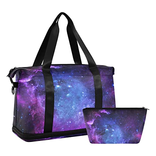 Gym Sports Travel Duffel Bag Weekender Overnight Bag with Wet Pocket Shoes Compartment and Toiletry Starry Sky for Travel, Business,Gym, Yoga2