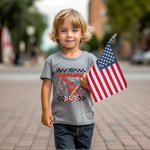 Image of Fourth of July Boys Shirts All American Boy Toddler Tees Girls Patriotic Tops Outfit 4T