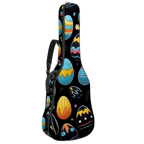 Sac guitare acoustique 41 pouces étanche à motif œufs de Pâques noir