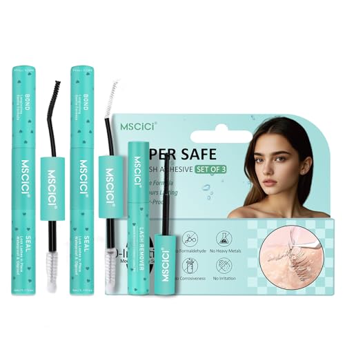 Cluster Lash Glue Bond &Seal Kit (1Clear 1Black Glue 1Remover) 150Hours Waterproof Clusters Bond &Seal Adhesive Glue for Lashes,Non-Sensitive Strong Hold &Long Lasting for Sensitive Eyes