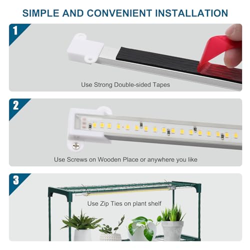 Image of Mosthink Grow Lights Full Spectrum, LED Grow Lights Strips for Indoor Plants,Plant Lights with Auto On Off Timer 3 6 12H,40W Dimmable 5500K White Plant Growing Lamp, 204 LEDs,4 Packs, F4 2024