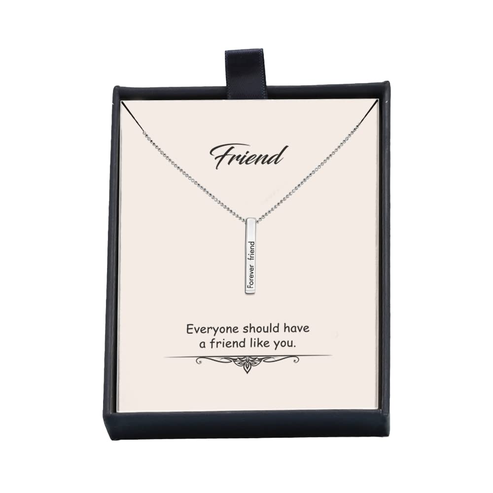 LeCalla925 Sterling Silver Dimensional Love 3D Bar Necklace for Teen Women