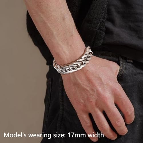 AFSTALR Silber Armband Herren Edelstahl Armbänder Panzerkette 8mm Breite Glatt Kubanische Cuban Armreif Men’s Bracelets Schmuck Jewellery Geschenk für Männer Jungen 18cm