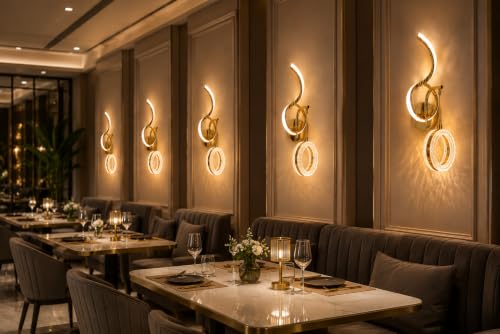 Image of FILLISKA Luxurious LED Wall Lamp for Home with Adjustable Colour Changing Function (1 Year Warranty)(French Gold-1063)