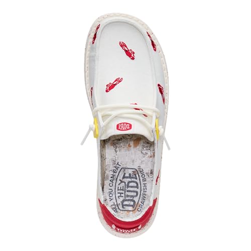HEYDUDE Women's Wendy Embroidered Crawfish Slip On Shoe, White/Multi Size 11 | Lightweight Textile Loafer with Elastic Laces - image 3