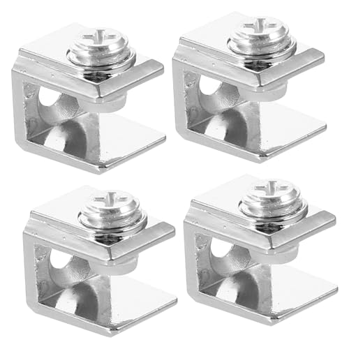 Homoyoyo 4pcs Glass Shelf Clamp Easy Installation No- for Glass Brackets Strong Support for Shelves Bathrooms Garages and Tool Rooms Stable Design