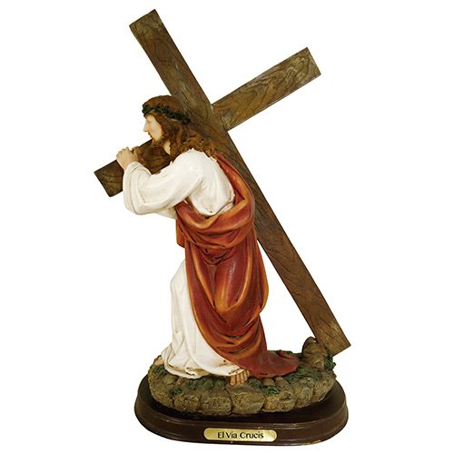Estatua Jesus con Cruz Figura Religiosa 12 Pulgadas miniatura 2