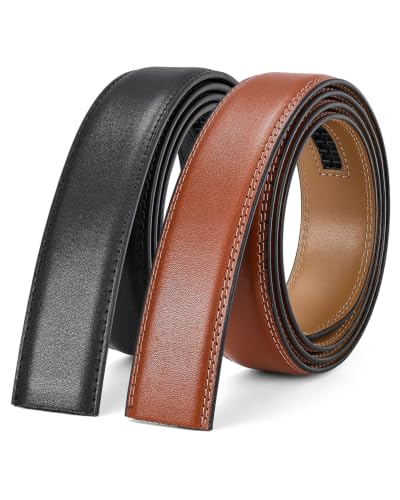 Image of BELTROAD Ratchet Belt Strap for Men Leather Belts Without Buckle | Only 1 3 /8 inch Replacement Belt Strap for 1.5 inch Buckle Men's Adjustable Leather Ratchet Belt for Jeans Pants Dress Casual Gifts