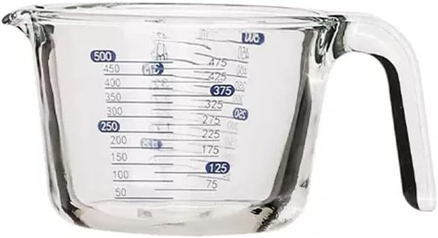 Glass measuring cup with scale high temperature resistant household food grade kitchen baking beaten egg cup measuring water cup (Size : 500ML)