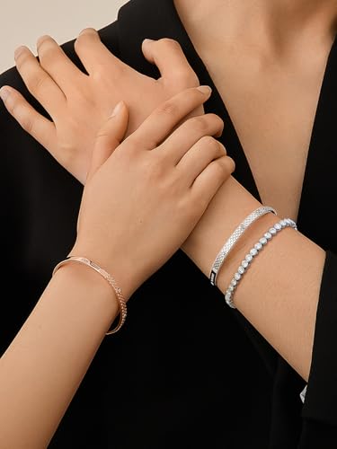 Moissanite Tennis Bracelet Chain for Women - 925 Sterling Silver 3mm White Gold Plated D Color VVS1 Lab-Grown Diamond Jewelry Bracelets Luxury Gifts for Womens Wife Mom on Anniversary Wedding Birthday3