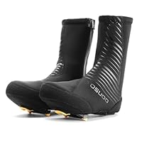 TIKBRO Winter Cycling Shoe Covers - Waterproof Thermal Bike Overshoes for Men Women, Windproof Adjustable Bicycle Booties for Road/MTB with Reflective Stripe Black