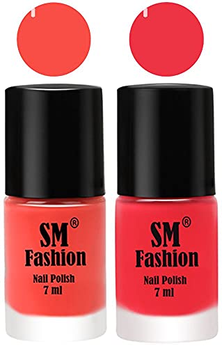 Image of Long Lasting Nail Polish | Nail Paint Combo 7 ml Each) - Set of 2 Coral-Rose Pink