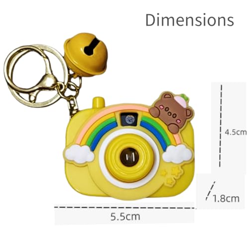 Image of Mini Projector Camera Toy with Bell, Plastic Multicolor Design, Light Projection Feature, Cartoon Keychain for Kids