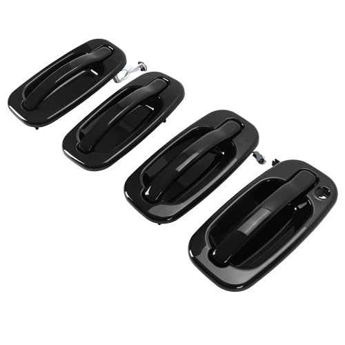 KUAFU Exterior Door Handles Compatible with 1999-2007 Chevy Chevrolet Silverado Suburban Tahoe Avalanche/GMC Sierra Yukon/Cadillac Escalade Outside Door Handles w/1 Keyhole Black FLR+RLR by KUAFU - Image 3