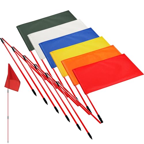 Motionchic 6 Set Golf Flag stick for Putting Green Golf Nylon Flags Pin Flags 3 Section Portable Putting Green Flagpoles for Backyard Practice Indoor Outdoor