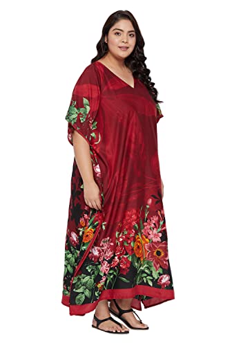 Image of Oussum Women Plus Size Kaftan Kimono Loose Maxi summer dresses for women Beach 3 /4 Sleeve Casual lounge dress Boho