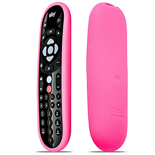 Funda protectora para mando a distancia Sky Q de Inbrackets – Funda a prueba de golpes para el último Sky Q Control remoto EC202 – Premium Durable Silicona Textura Honeycomb (Rosa caliente)
