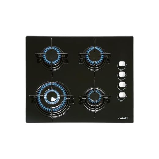 Cata | Modelo CIB 6031 BK | 4 Quemadores de Gas Butano | Ancho de 59cm | Acabado en Cristal Negro