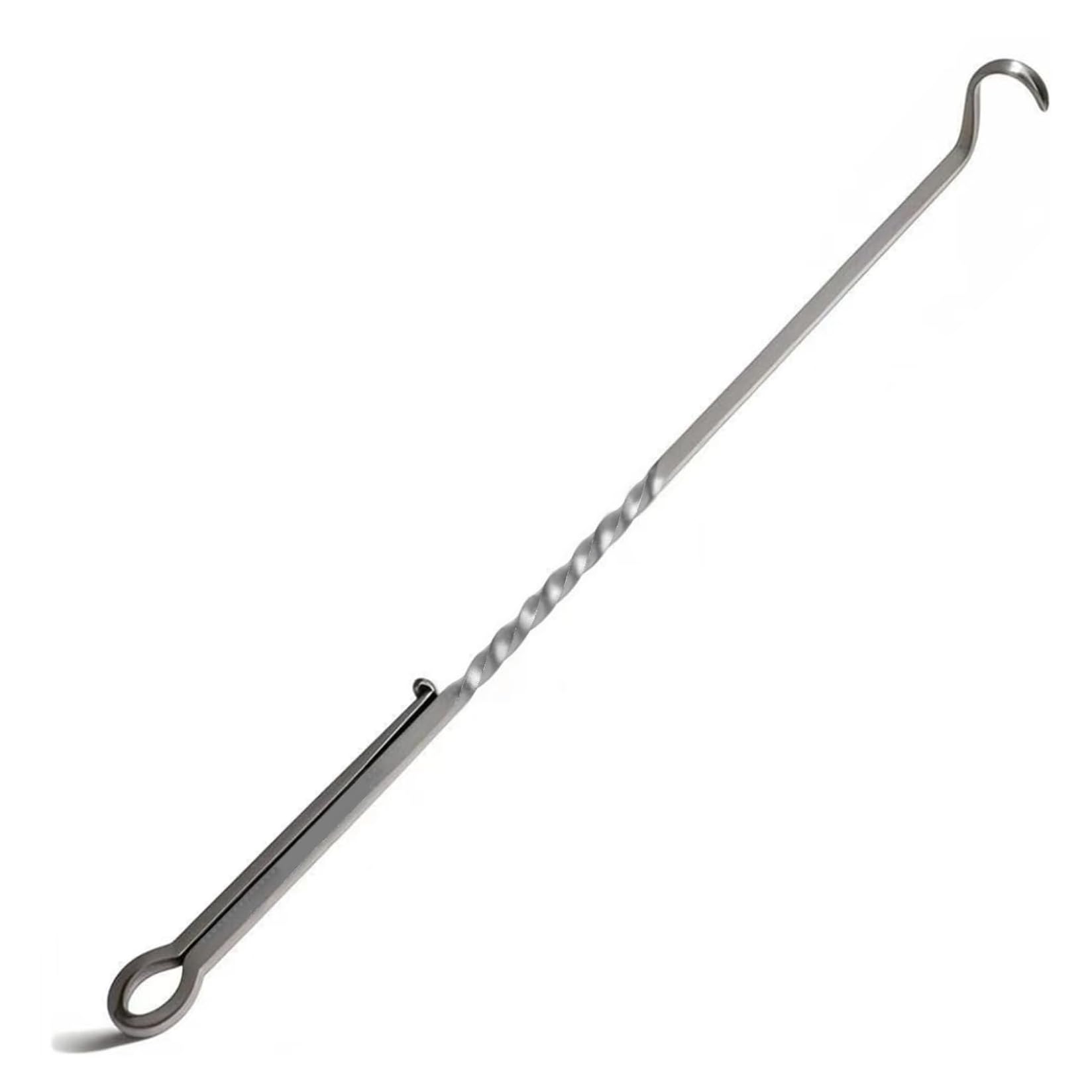 Ngbbby Meat Hook Flipper 10 Inch, Black Stainless Steel Pigtail Food Flipper, Sharp Washable Reusable Flipping Hook for BBQ Grilling