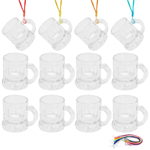 Cisolen 12 vasos de chupito de plástico, vasos de chupito para colgar con asa Vasos de chupito para fiestas reutilizable para soltero fiesta temática de carnaval boda cumpleaños (Blanco)